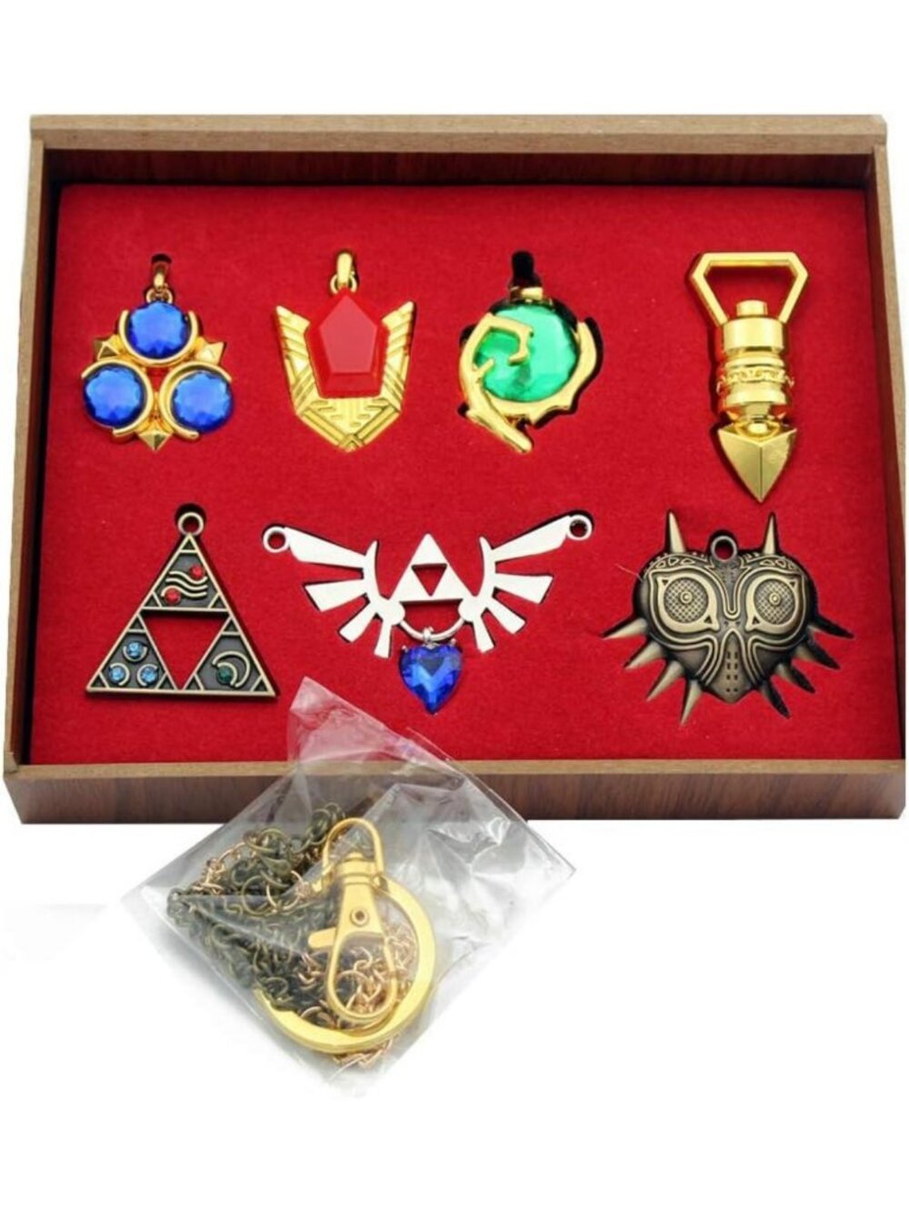 Twilight Princess Keychain Necklace Set - Hylian Shield & Master Sword Jewelry